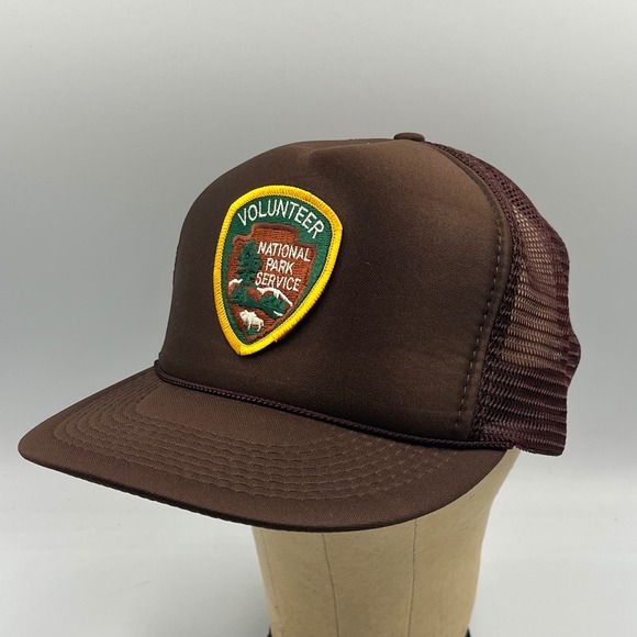 National Park Service Volunteer Trucker Hat Brown Mesh Snapback Patch VTG, Otto